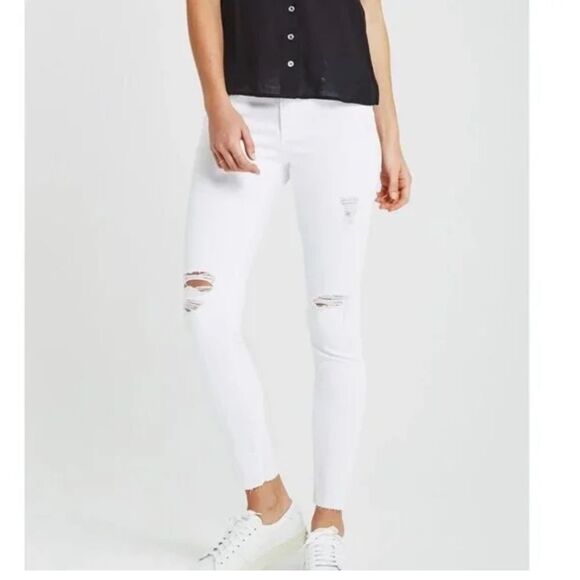 Adriano Goldscmied White The Stilt Cigarette Leg Skinny Distressed Jeans 26R - Picture 3 of 17